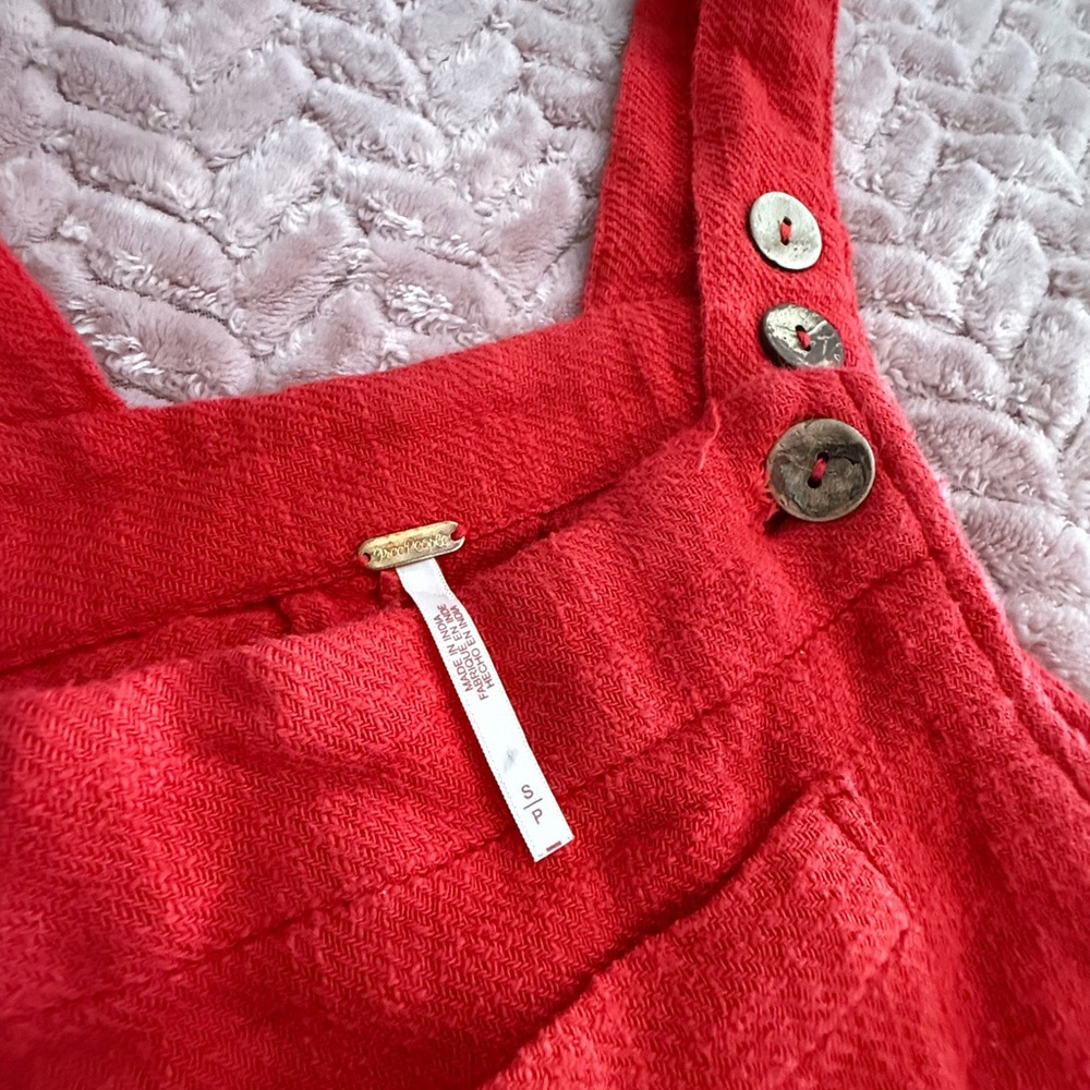 Free People Red Jumpsuit with Button Detail